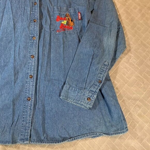Scooby Doo Women 22 Denim Shirt Shacket Casual Button Up 100% Cotton Long Sleeve - Picture 4 of 12